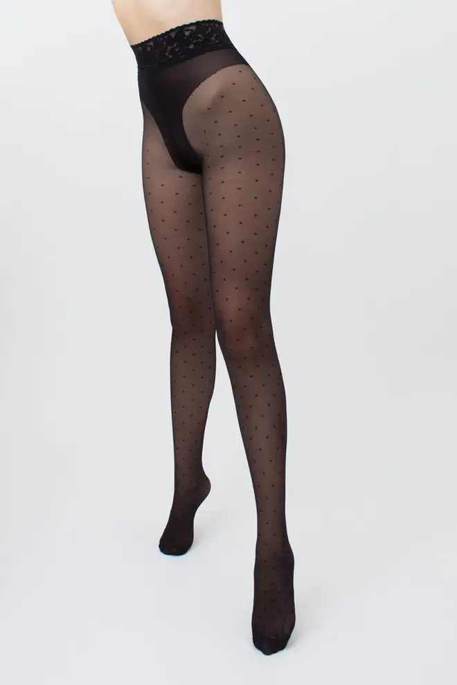 Dotted tights with silicone waistband AMALIA IMPRESSO 40 (1) (nero)