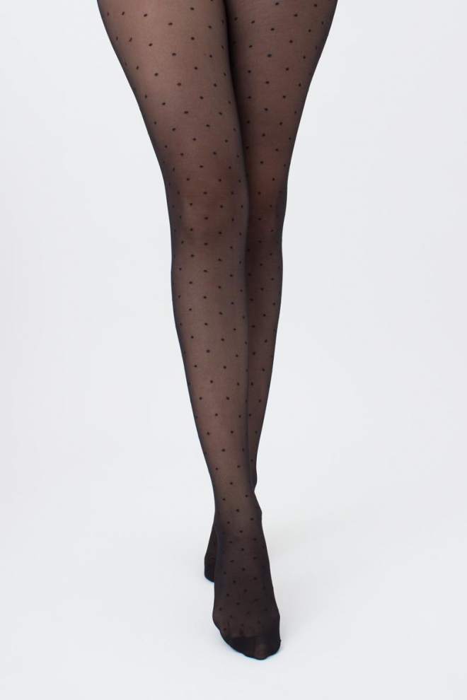 Gepunktete Strumpfhose mit Silikonbund AMALIA IMPRESSO 40 (1) (nero)
