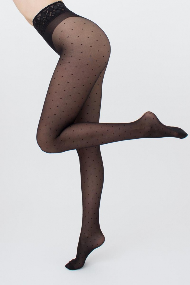 Dotted tights with silicone waistband AMALIA IMPRESSO 40 (1) (nero)