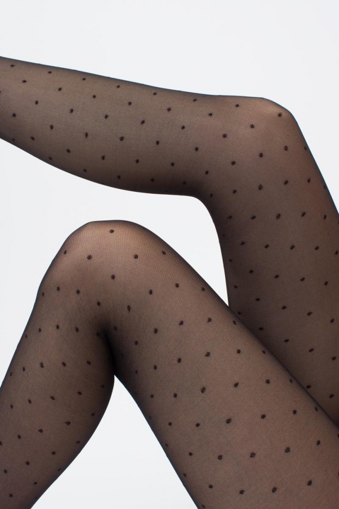 Gepunktete Strumpfhose mit Silikonbund AMALIA IMPRESSO 40 (1) (nero)