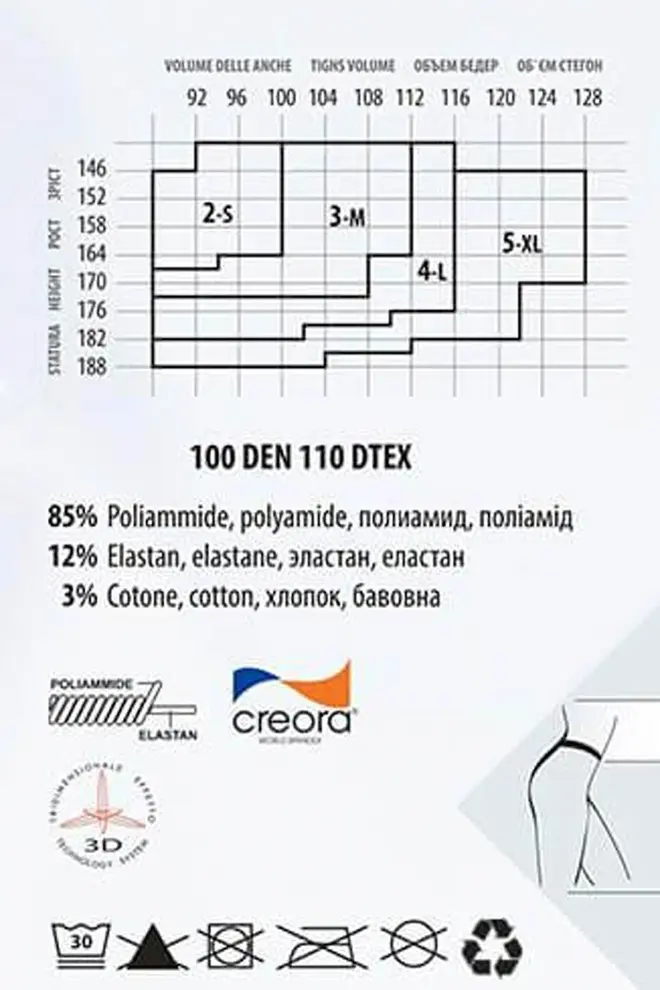 Warm microfiber tights BLUES 3D 100 den (nero)