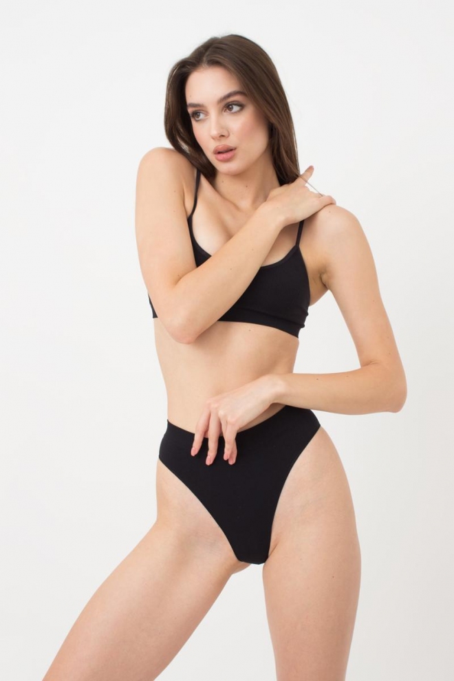 Nahtloser gerippter Brazilian Slip BRASILIAN BRIEFS RIB (black)
