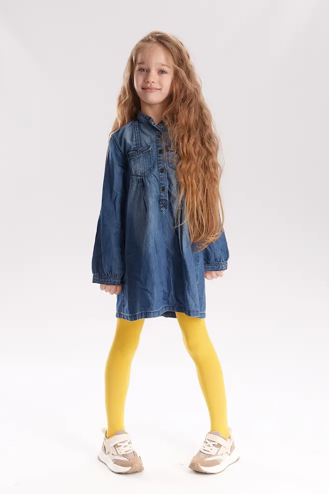 Children's warm tights BETTY 80 (yellow moon)