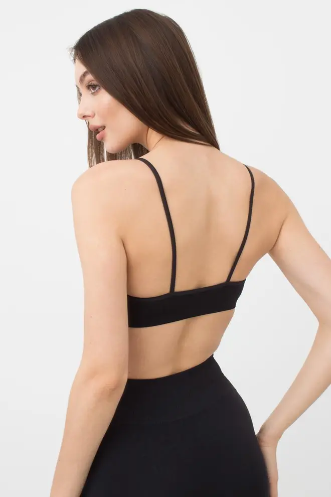 Seamless ribbed top with narrow straps CAMI TOP RIB (black)