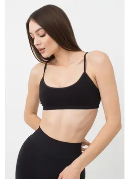 Nahtloses geripptes Top mit schmalen Trägern CAMI TOP RIB (black) Nahtloses geripptes Top mit schmalen Trägern CAMI TOP RIB (black)