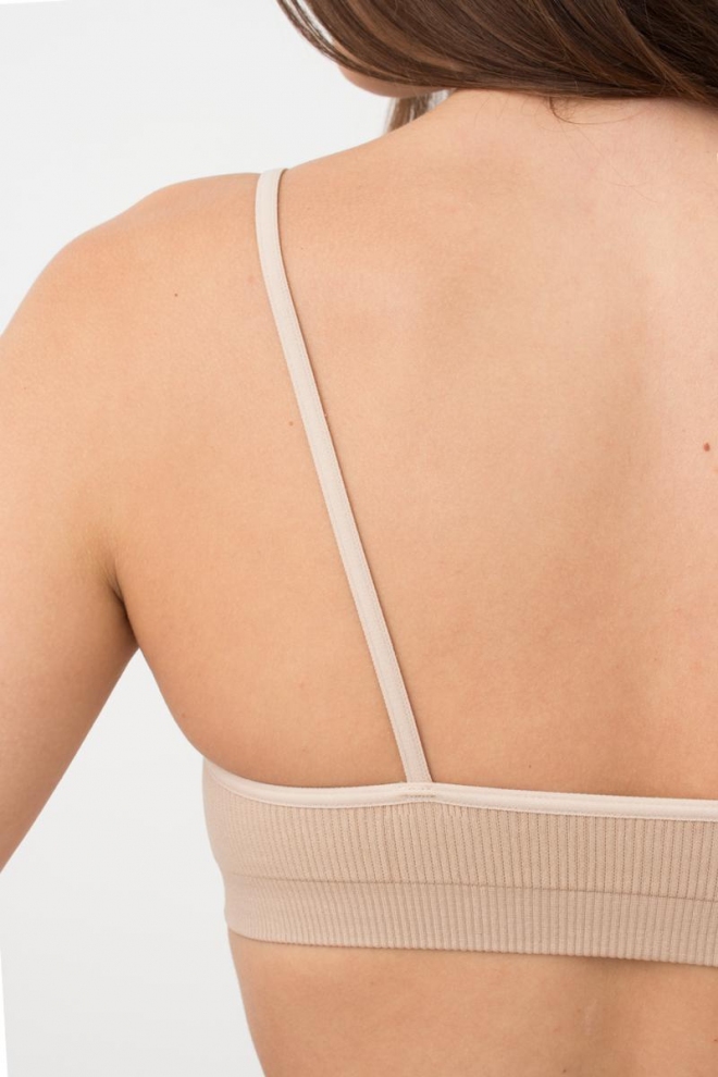Nahtloses geripptes Top mit schmalen Trägern CAMI TOP RIB (naturale)