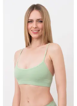 Seamless ribbed top with narrow straps CAMI TOP RIB (kohlrabi)