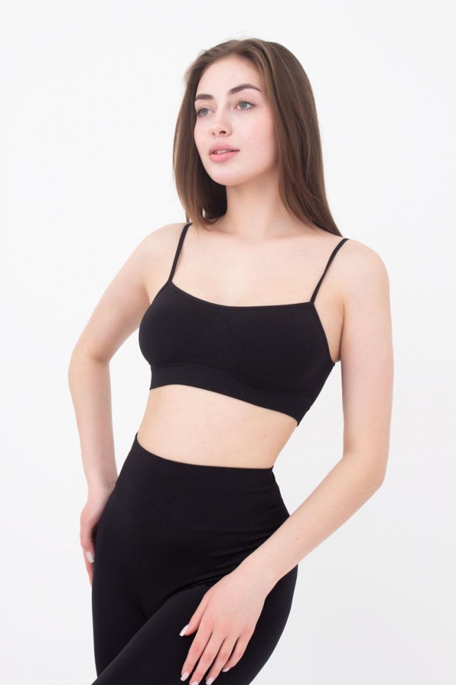 Geripptes Top mit Trägern CAMI TOP (black)