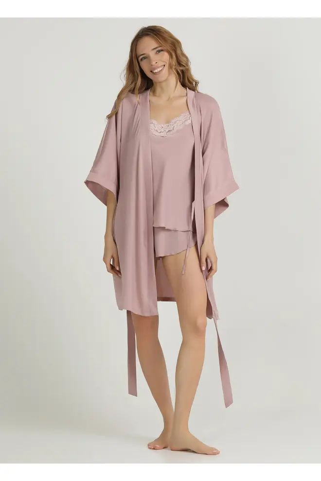 Pyjama aus Crinkle-Kunstseide CREME FOLD 6025/051 (soft rose)