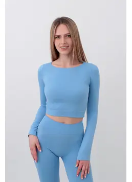 Short Top with Long Sleeves CROP TOP (lacecap hydrangea)