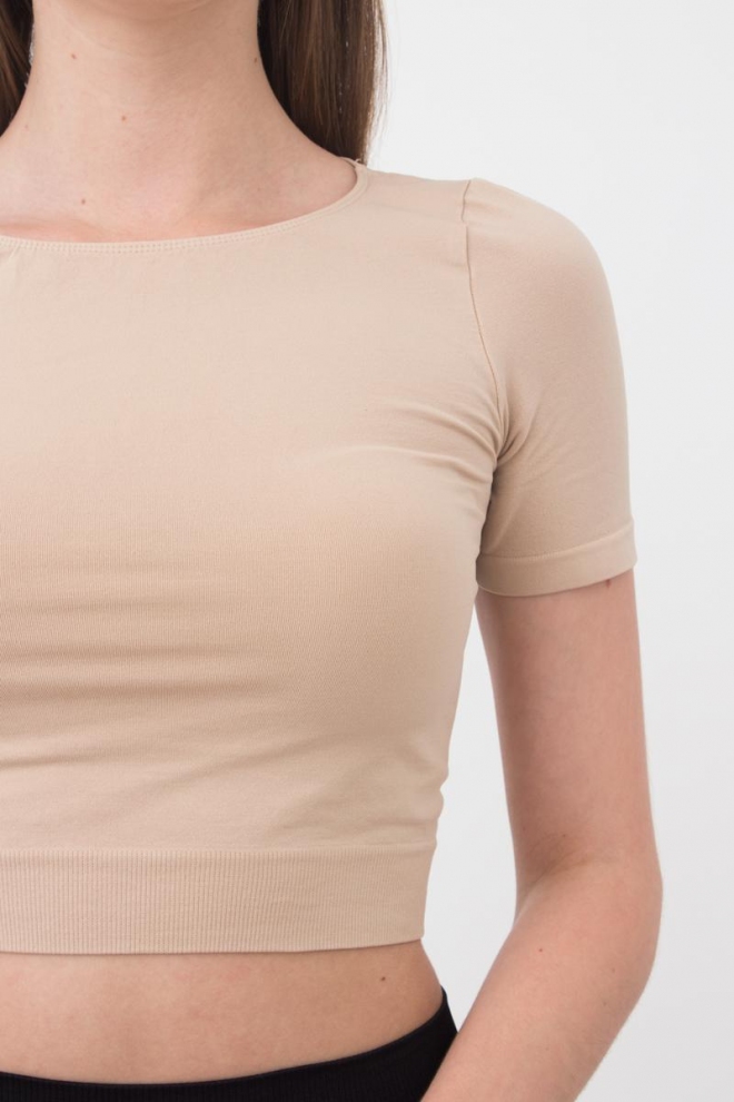 Nahtloses Top mit kurzen Ärmeln CROP T-SHIRT (naturale)