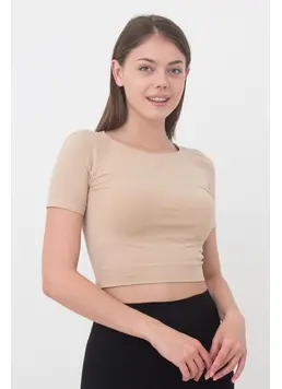 Nahtloses Top mit kurzen Ärmeln CROP T-SHIRT (naturale) Nahtloses Top mit kurzen Ärmeln CROP T-SHIRT (naturale)