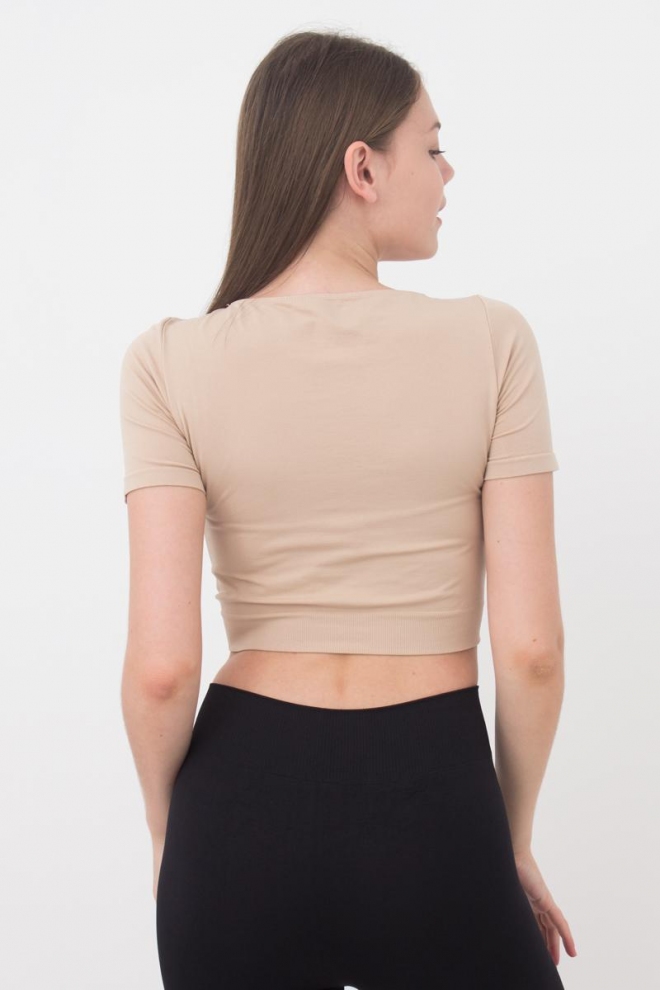 Nahtloses Top mit kurzen Ärmeln CROP T-SHIRT (naturale)
