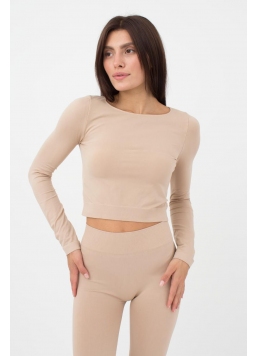Kurzes Top mit langen Ärmeln CROP TOP (naturale)