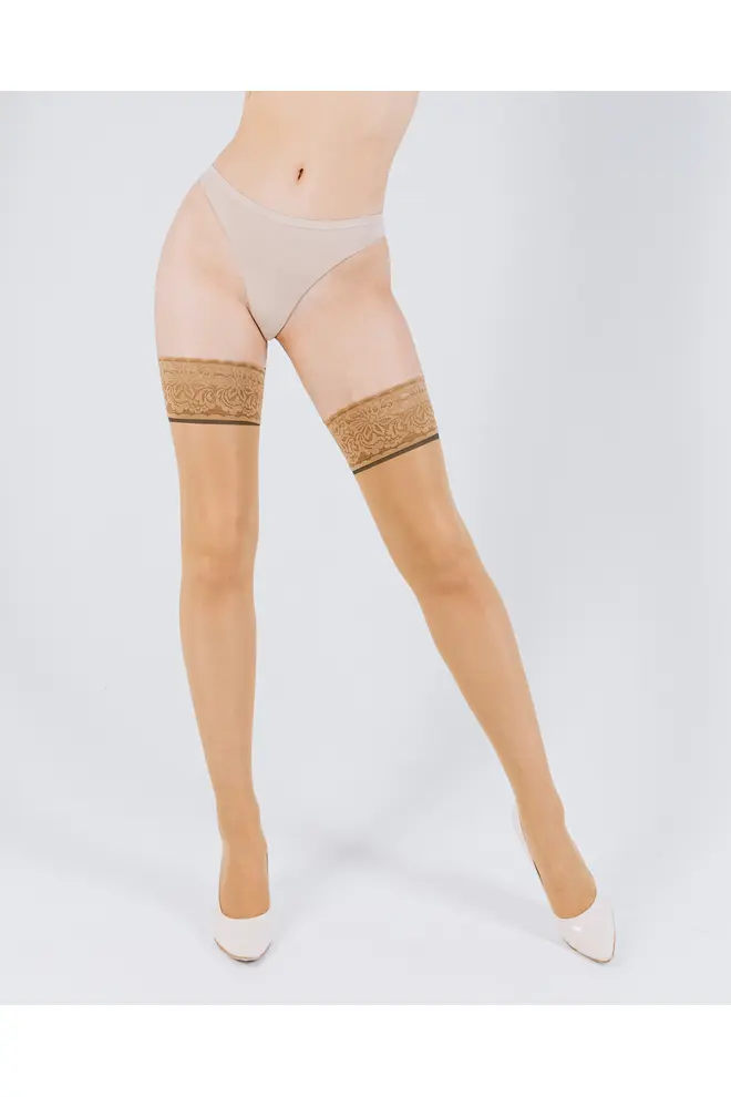 Strumpfe mit Ziernaht CHIC 20 calze den (daino/nero)