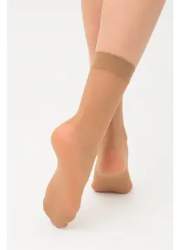 Classic women's socks, set of 2 pairs EASY 15 CALZINO (caramel)