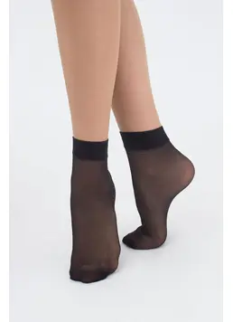 Mikrofaser-Damensocken (2 Paar) EASY 20 den mit breitem Band (nero)