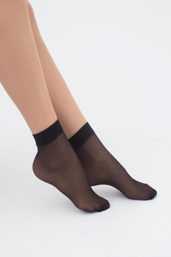 Mikrofaser-Damensocken (2 Paar) EASY 20 den mit breitem Band (nero)