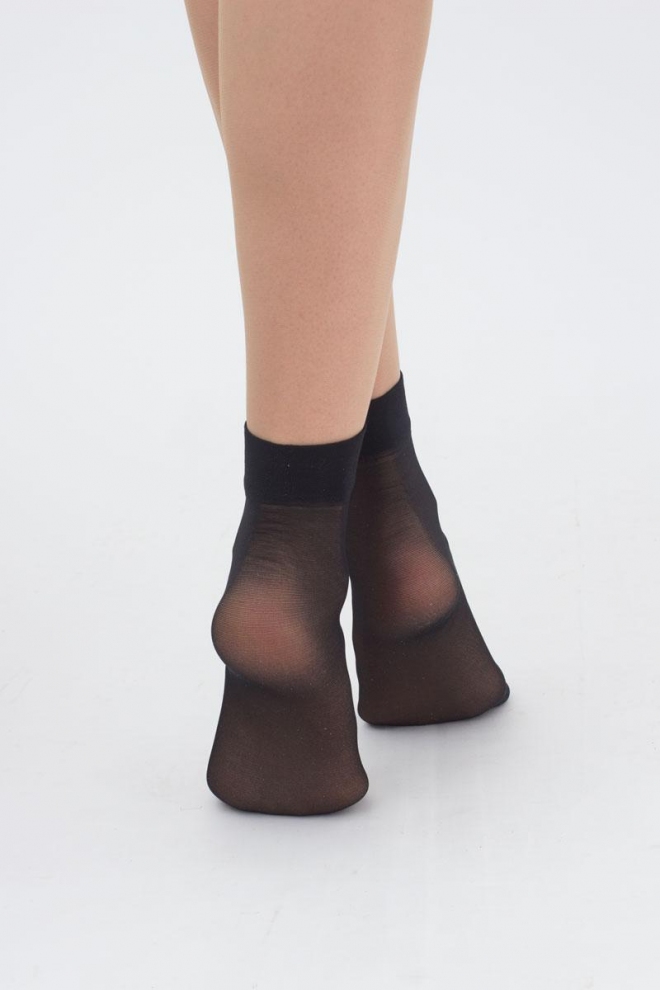 Damen-Mikrofasersocken (2 Paar) EASY 40 den mit breitem Band (nero)