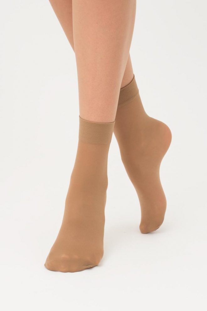 Damen-Mikrofasersocken (2 Paar) EASY 40 den mit breitem Band (caramel)