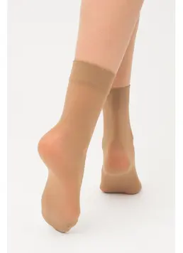 Damen-Mikrofasersocken (2 Paar) EASY 40 den mit breitem Band (caramel)