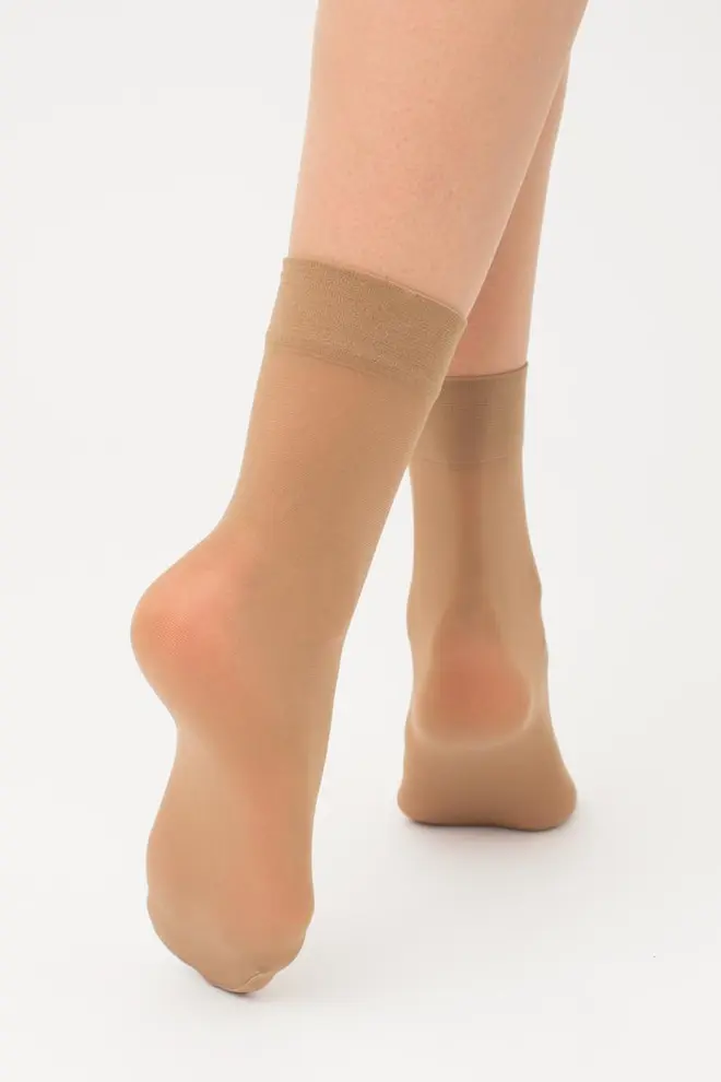 Damen-Mikrofasersocken (2 Paar) EASY 40 den mit breitem Band (caramel)