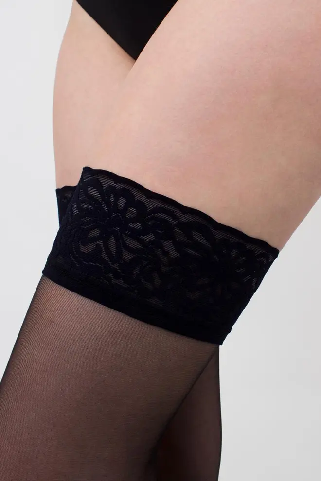 Strumpfe mit Spitze auf Silikonbasis EMOTION 20 den (nero)