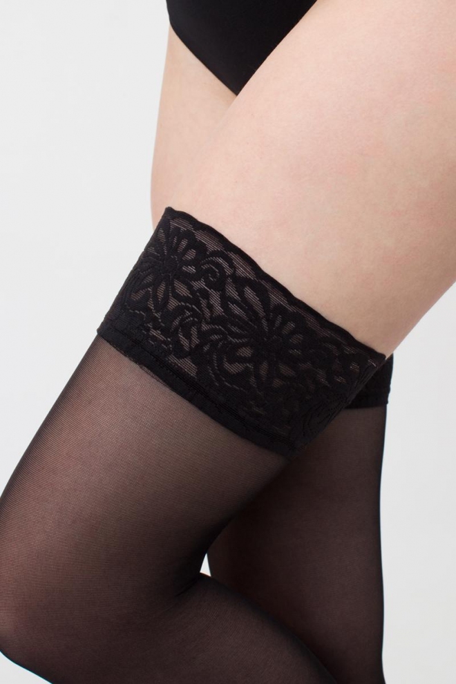 Stockings with self-supporting lace EMOTION 40 den (nero)
