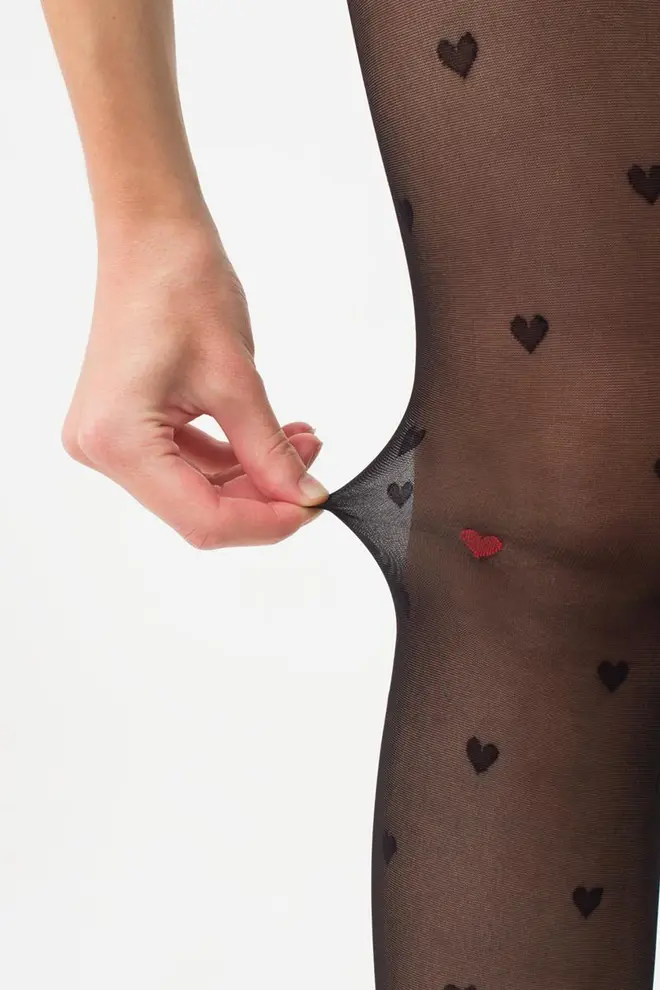 Strumpfhose mit kleinen Herzen Eva 20 DEN Modell 1 nero