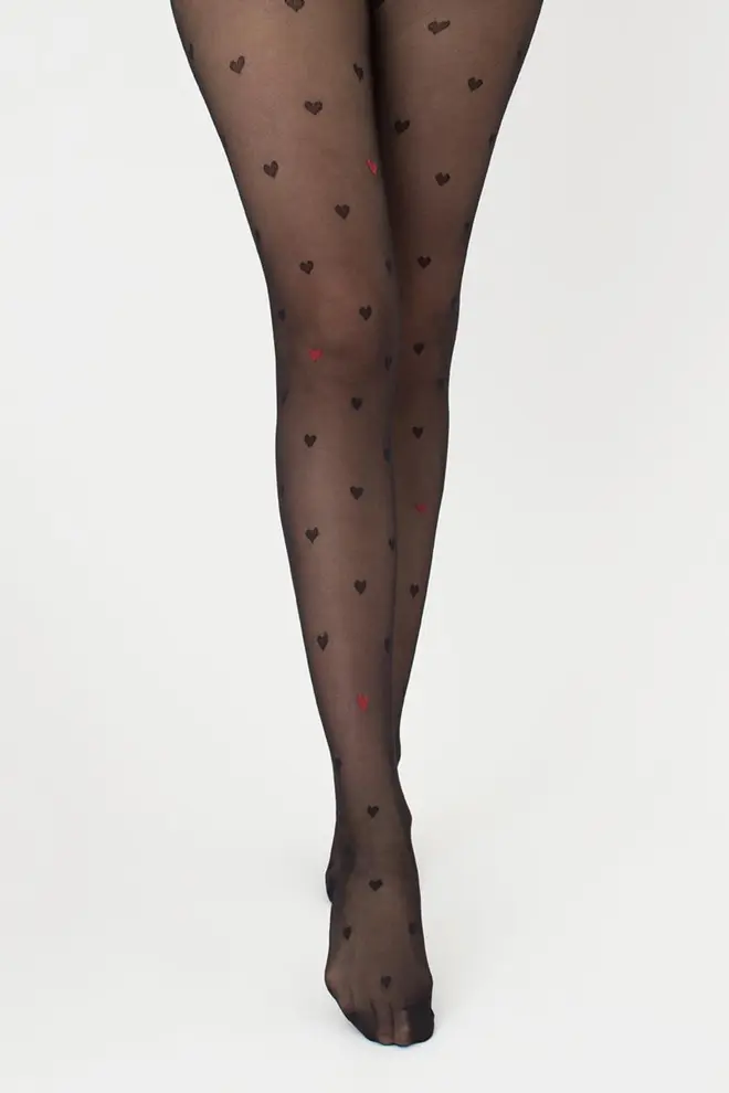 Strumpfhose mit kleinen Herzen Eva 20 DEN Modell 1 nero