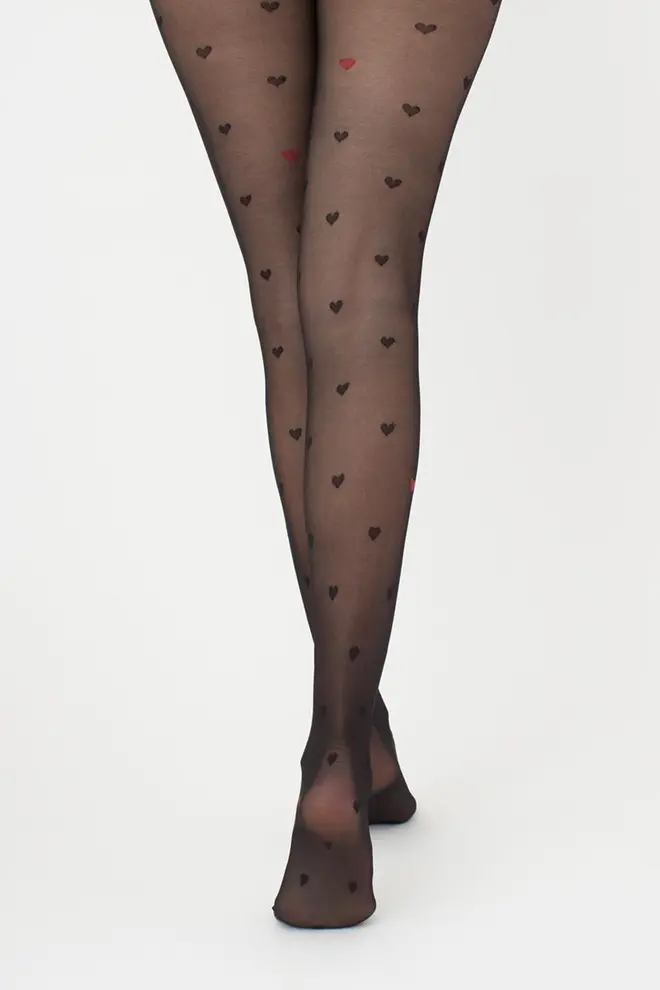 Strumpfhose mit kleinen Herzen Eva 20 DEN Modell 1 nero