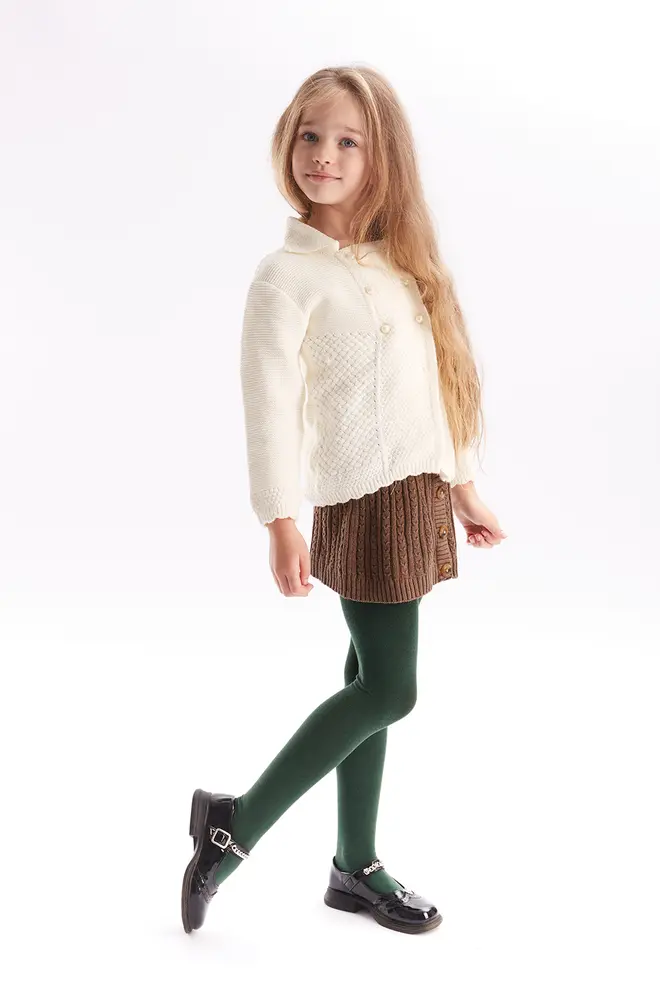 Einfarbige Baumwollstrumpfhose für Kinder ENJOY COTTON (deep green)