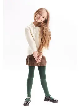 Plain children's cotton tights ENJOY COTTON (deep green)