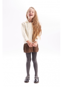 Einfarbige Baumwollstrumpfhose für Kinder ENJOY COTTON (deep grey melange)