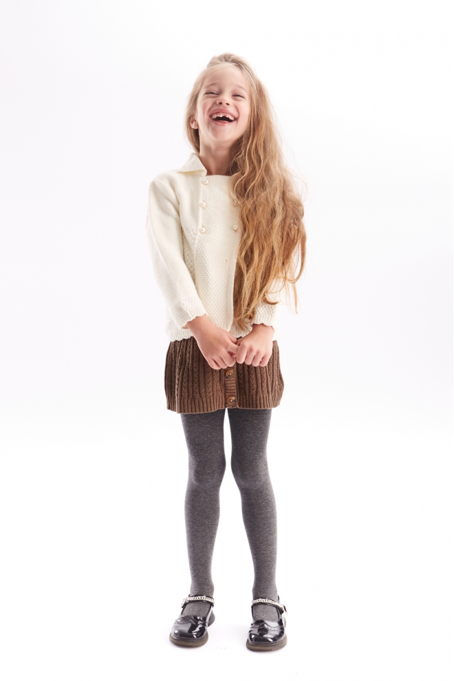 Einfarbige Baumwollstrumpfhose für Kinder ENJOY COTTON (deep grey melange)
