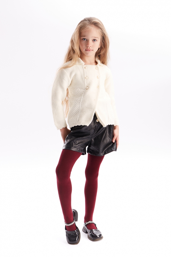 Einfarbige Baumwollstrumpfhose fur Kinder ENJOY COTTON (marsala)