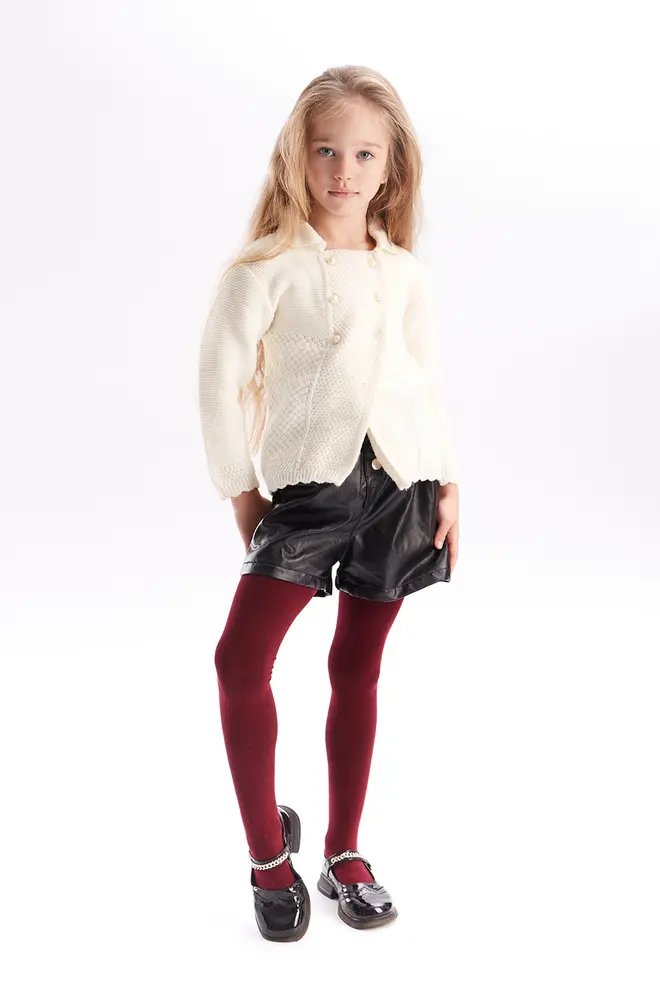 Plain children's cotton tights ENJOY COTTON (marsala)