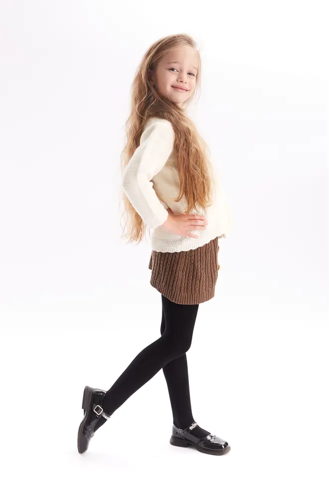 Plain children's cotton tights ENJOY COTTON (nero)