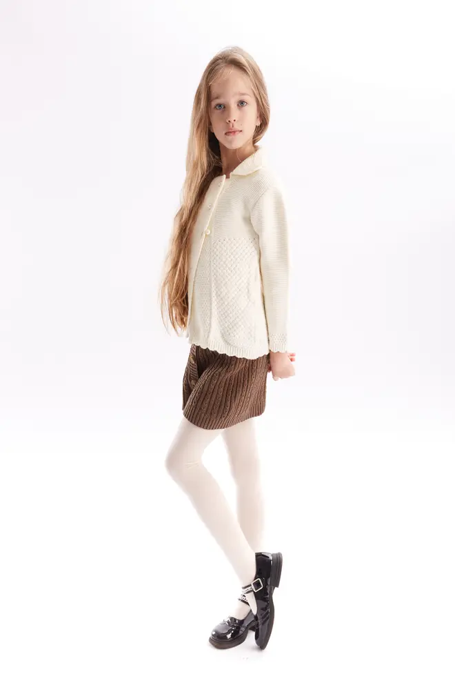 Plain children's cotton tights ENJOY COTTON (panna)