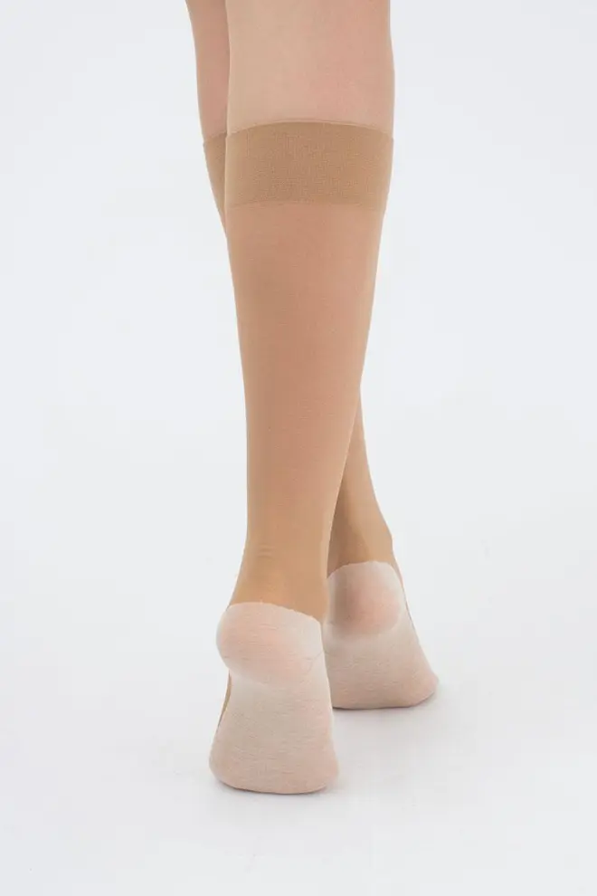 Nylon knee-highs with cotton foot part – Footies Style Knee-High (daino)