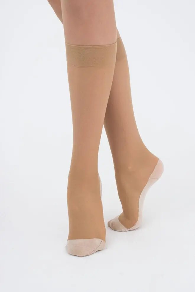 Nylon knee-highs with cotton foot part – Footies Style Knee-High (daino)