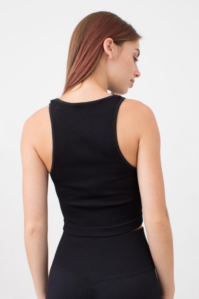 Nahtloses geripptes Top HALTER TOP RIB (black)