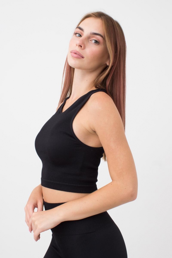 Nahtloses geripptes Top HALTER TOP RIB (black)