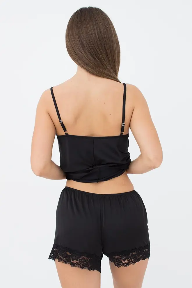 Short Silk Pyjamas with Lace HELENA 6007/051 (black)