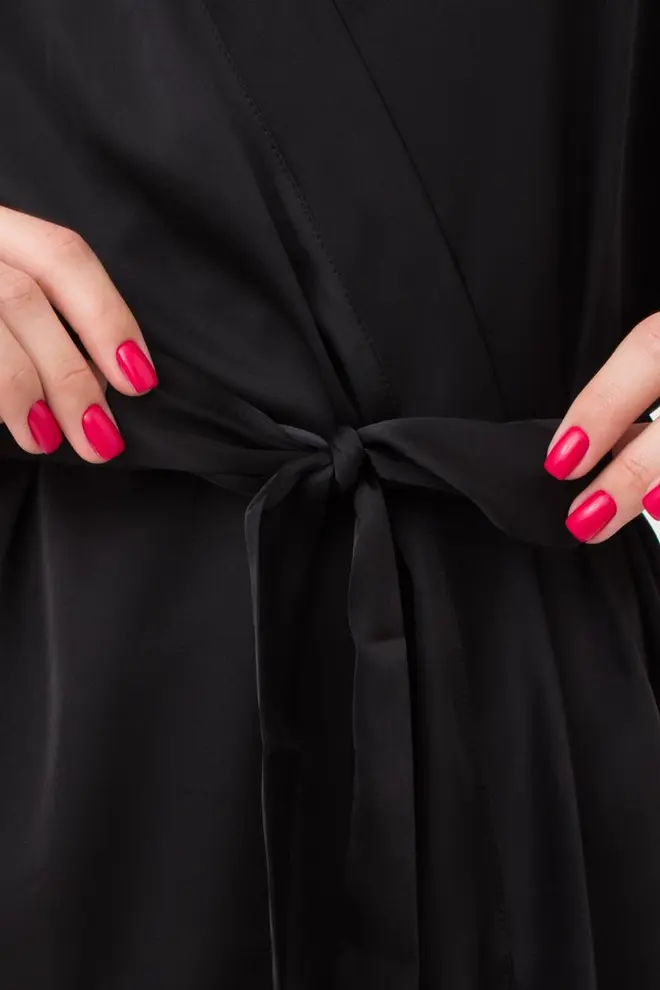 Short Silk Robe with Lace HELENA 7212/051 (black)