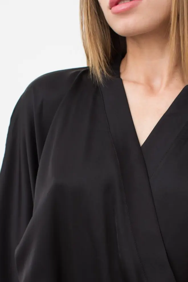 Short Silk Robe with Lace HELENA 7212/051 (black)