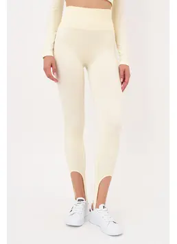 Ribbed Leggings With Straps LEGGINGS RIB STRIPE (milk)