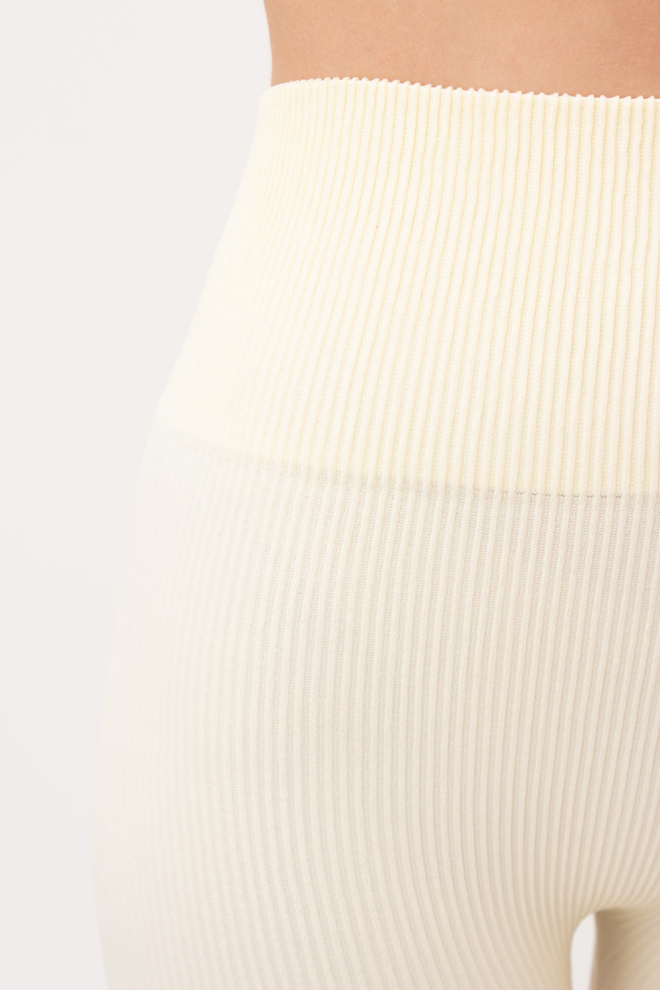 Ribbed Leggings With Straps LEGGINGS RIB STRIPE (milk)