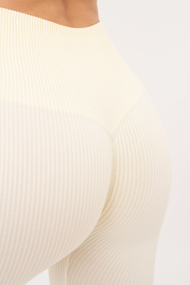 Ribbed Leggings With Straps LEGGINGS RIB STRIPE (milk)