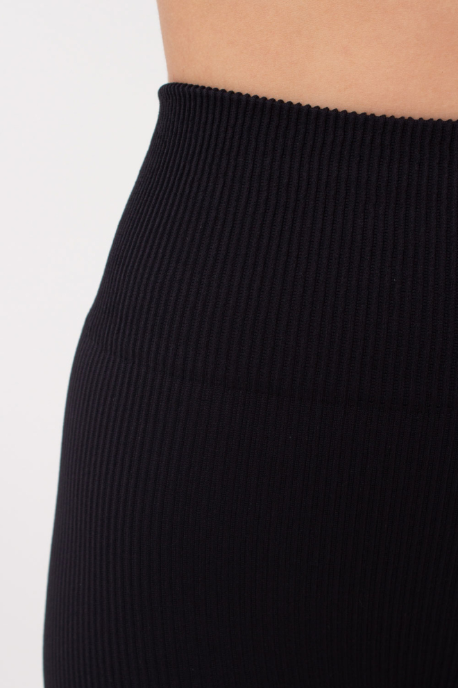 Ribbed Leggings With Straps LEGGINGS RIB STRIPE (black)